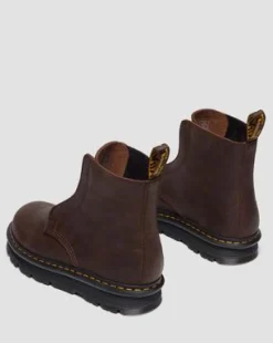 Zebzag Slip-On Leren Laarzen in Donkerbruin