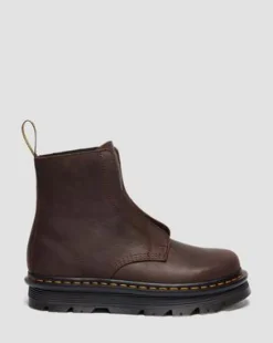 Zebzag Slip-On Leren Laarzen in Donkerbruin