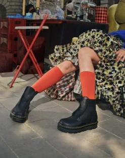 Zebzag Slip-On Leren Laarzen in Zwart