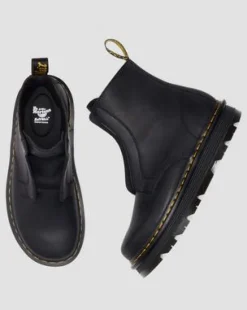 Zebzag Slip-On Leren Laarzen in Zwart