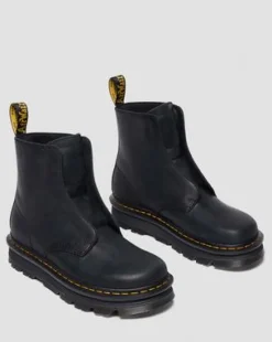 Zebzag Slip-On Leren Laarzen in Zwart