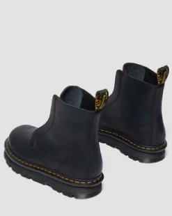 Zebzag Slip-On Leren Laarzen in Zwart