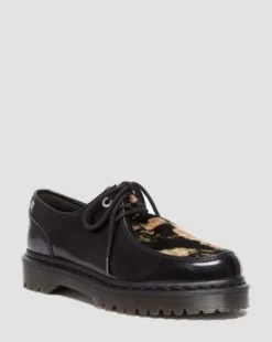 Zeffir Hair-On Leren Bex Schoenen met Drie Veterogen in Zwart