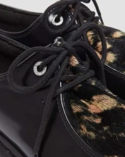 Zeffir Hair-On Leren Bex Schoenen met Drie Veterogen in Zwart