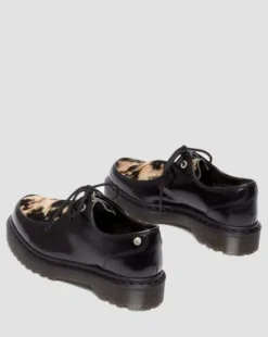 Zeffir Hair-On Leren Bex Schoenen met Drie Veterogen in Zwart